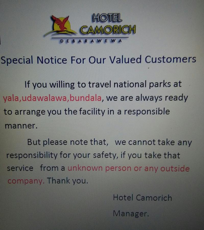 Hotel Camorich Tissamaharama Esterno foto